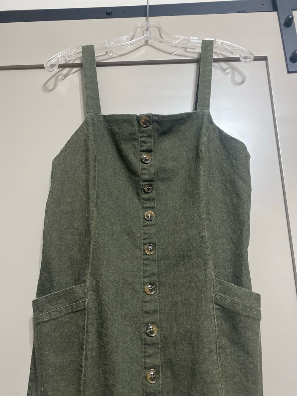 Style Rack Olive Mini Button-Front Dress - Picture 2 of 5